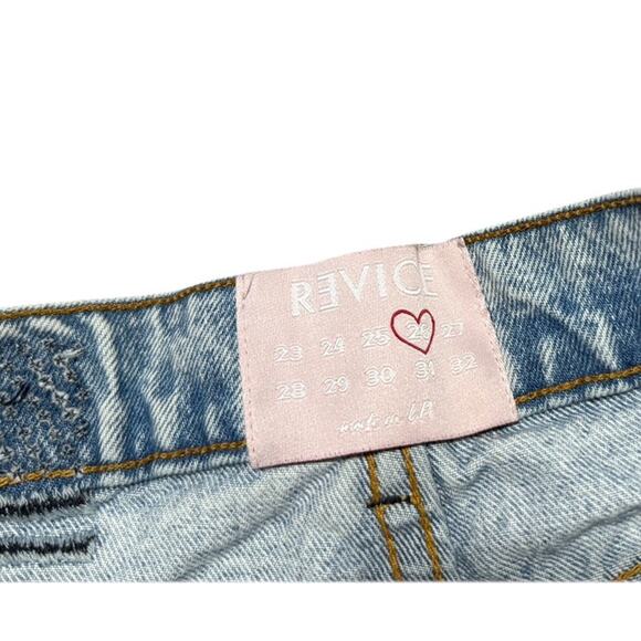 Revice 26 Light Wash Denim Cut Offs Jean Shorts Butt Rip 3 Inseam Button Fly - Picture 5 of 7